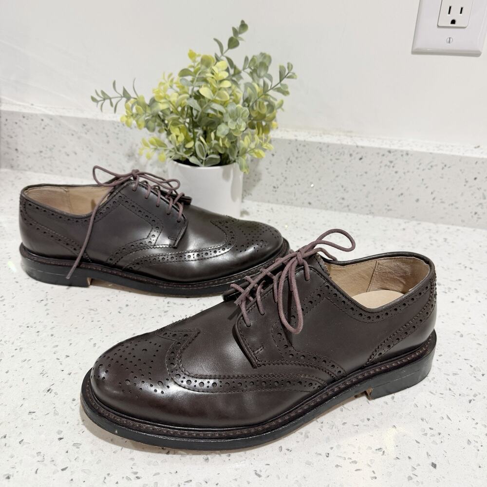 J. crew Preston Leather Wing Tips Dress Shoes Brown Leather Size 8.5 Business